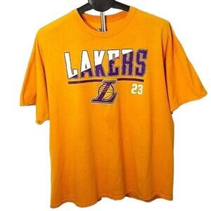 NBA LA Los Angeles LeBron James Shirt Men's Sz 2XL Yellow T-Shirt Fan Gear